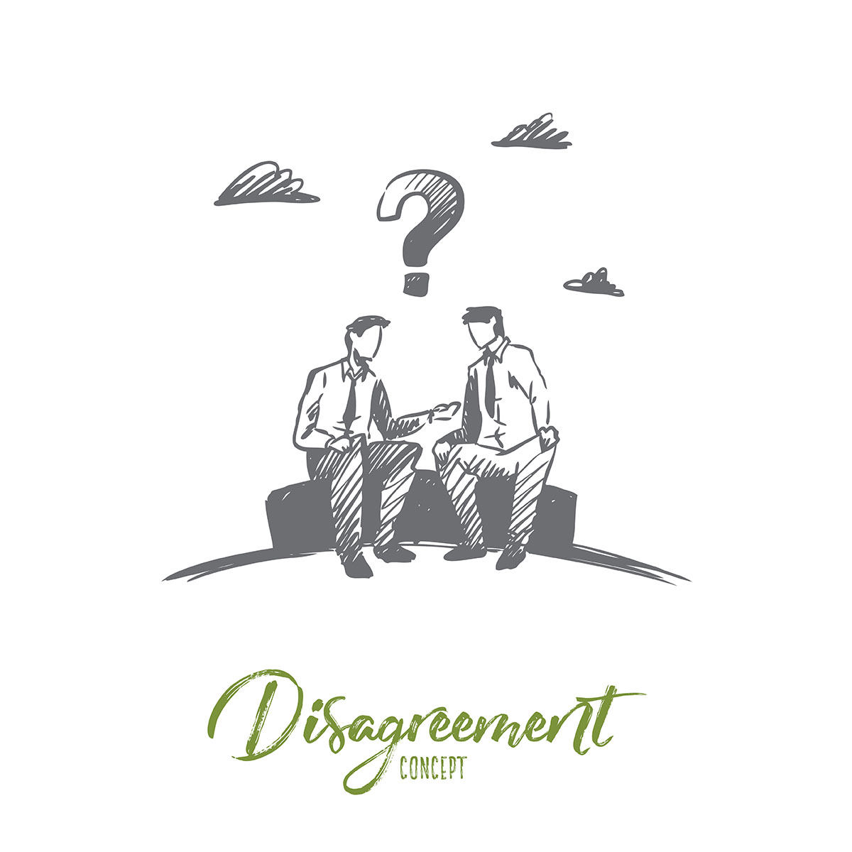 Disagreement, business, people, conflict concept. Hand drawn isolated vector.